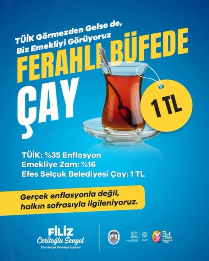 Burada Çay 1 TL.