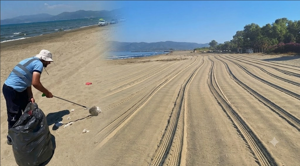 İzmir B&uuml;y&uuml;kşehir Belediyesi iş birliğiyle Efes Sel&ccedil;uk sahillerinde temizlik mesaisi devam ediyor