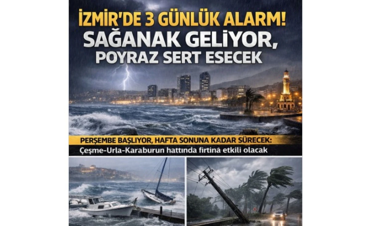 İzmir&rsquo;de Fırtına ve Sağanak Alarmı: Yarımada ve Sel&ccedil;uk Hattında Kritik Uyarı!