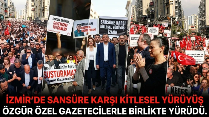 İzmir&rsquo;de Sans&uuml;re Karşı Kitlesel Y&uuml;r&uuml;y&uuml;ş: &Ouml;zg&uuml;r &Ouml;zel Gazetecilerle Birlikte Y&uuml;r&uuml;d&uuml;.