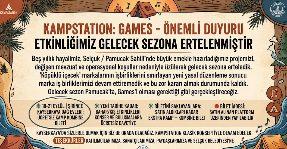 Pamucak'ta Yapılacak Olan Kampstation: Games Etkinliği Gelecek Sezona Ertelendi