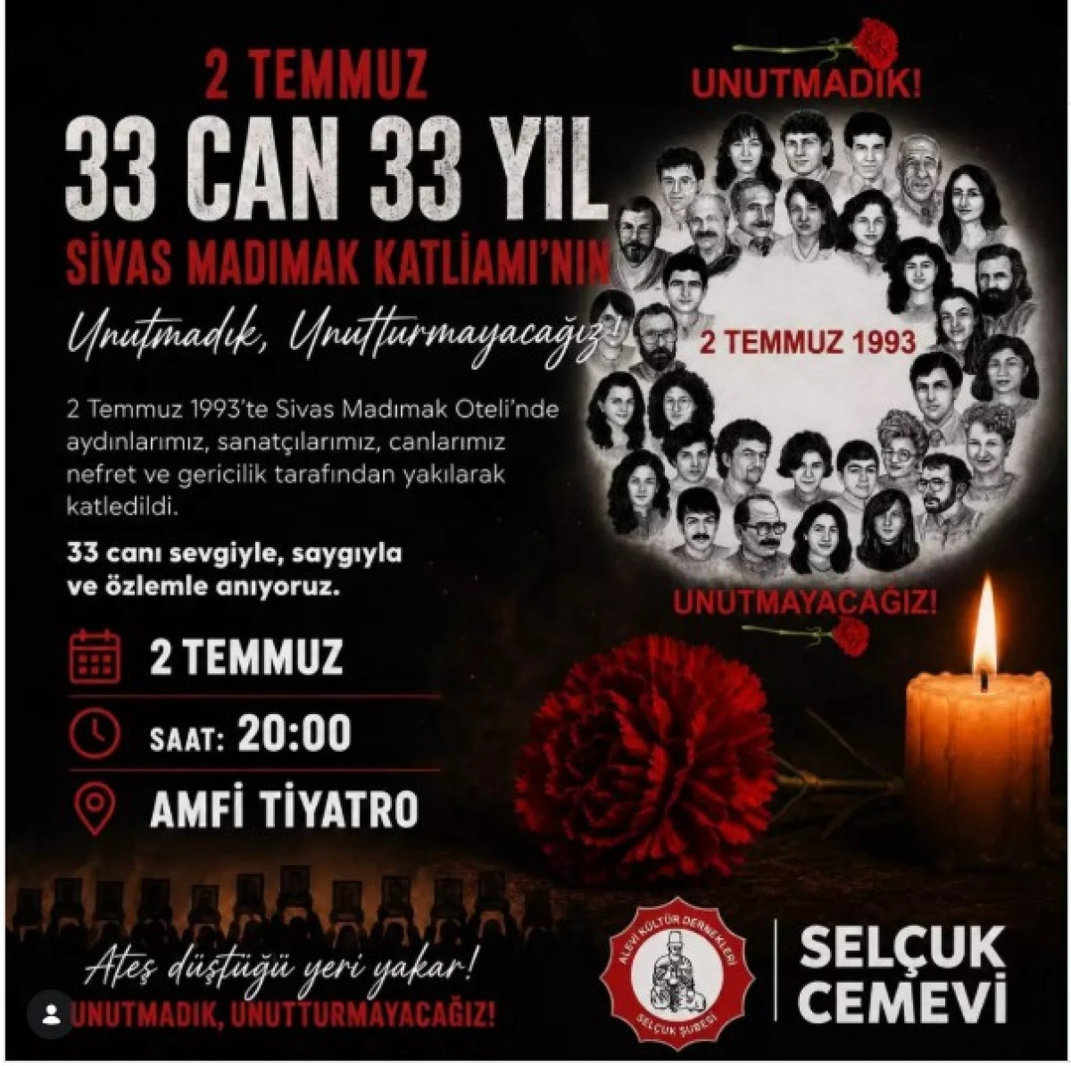 Sivas Katliamı&rsquo;nın 33. Yılında Sel&ccedil;uk&rsquo;ta Anma Programı D&uuml;zenleniyor